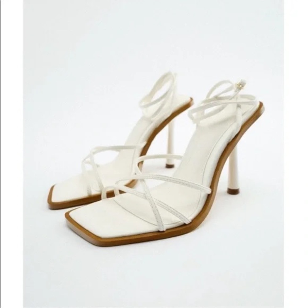 Zara White Strappy Heels